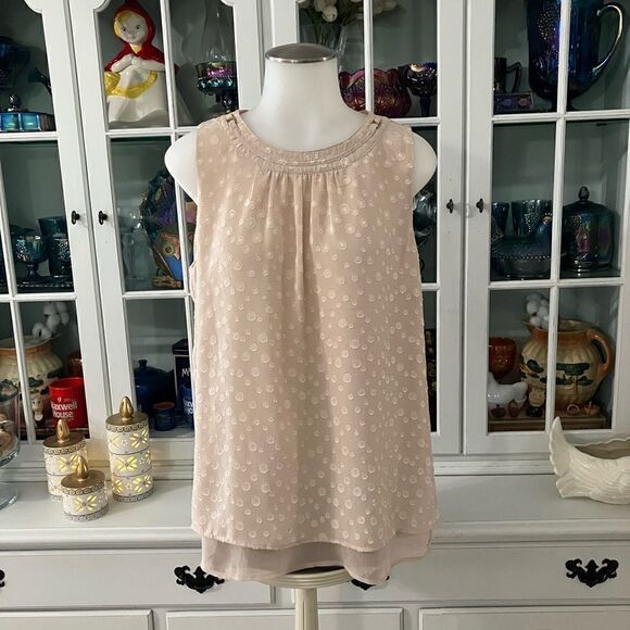 Sleeveless Blouse Polka Dot Chiffon  Roz & Ali  Sz Small - Picture 1 of 10